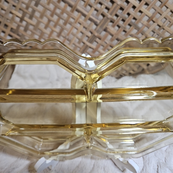 Rare Topaz Yellow Fostoria Mayfair 5-Part Smooth Glass Oblong Relish Dish Tray - Picture 8 of 16